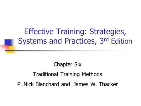 Effective Training: Strategies, Systems and Practices, 3rd Edition