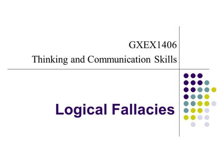 GXEX1406 Thinking and Communication Skills