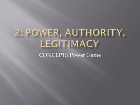 CONCEPTS Power Game.  What are some Rights you have as a student in the classroom?  What are some Responsibilities you have as a student in this classroom?