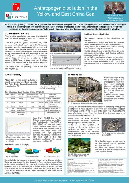 Anthropogenic pollution in the Yellow and East China Sea Manuela Köllner Meike Demgen Marlene Klockmann Spezialbereiche der Ozeanographie I - Wintersemester.