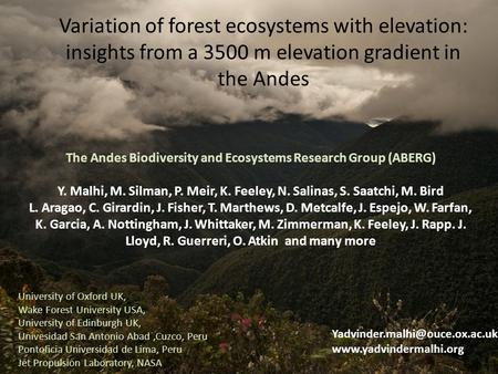 The Andes Biodiversity and Ecosystems Research Group (ABERG)