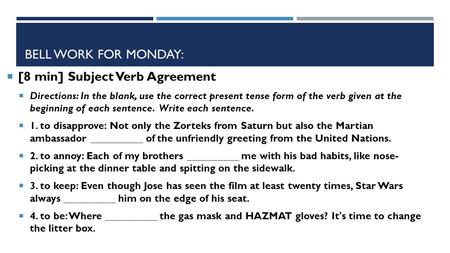 [8 min] Subject Verb Agreement