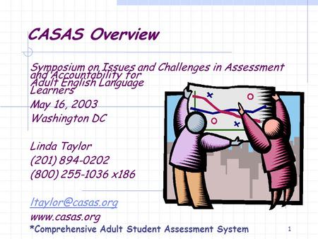 1 CASAS Overview Symposium on Issues and Challenges in Assessment and Accountability for Adult English Language Learners May 16, 2003 Washington DC Linda.