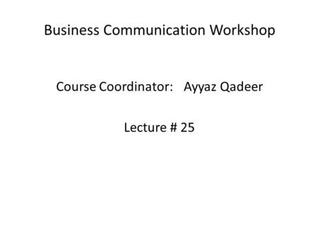 Business Communication Workshop