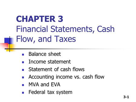 CHAPTER 3 Financial Statements, Cash Flow, and Taxes