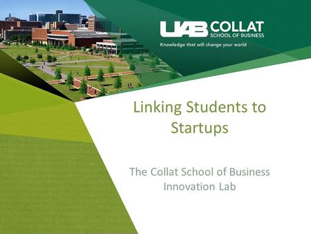 Linking Students to Startups The Collat School of Business Innovation Lab.