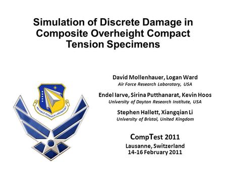 David Mollenhauer, Logan Ward Air Force Research Laboratory, USA