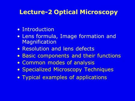 Lecture-2 Optical Microscopy