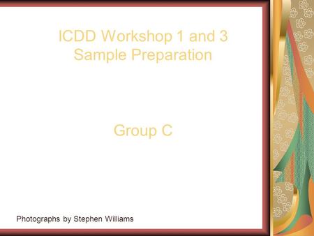 ICDD Workshop 1 and 3 Sample Preparation Group C Photographs by Stephen Williams.