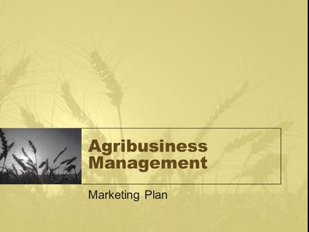 Agribusiness Management