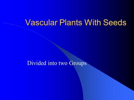 Vascular Plants With Seeds Divided into two Groups.