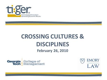 CROSSING CULTURES & DISCIPLINES February 26, 2010 1.