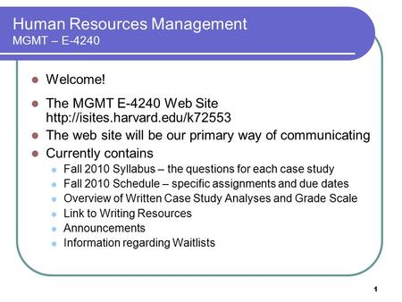 Human Resources Management MGMT – E-4240