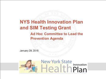 NYS Health Innovation Plan and SIM Testing Grant