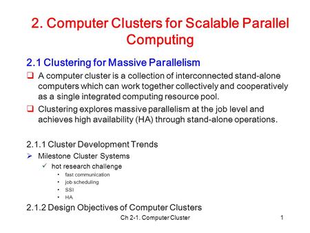 2. Computer Clusters for Scalable Parallel Computing