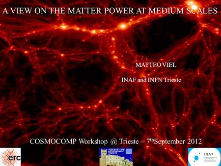 1 A VIEW ON THE MATTER POWER AT MEDIUM SCALES MATTEO VIEL INAF and INFN Trieste COSMOCOMP Trieste – 7 th September 2012.