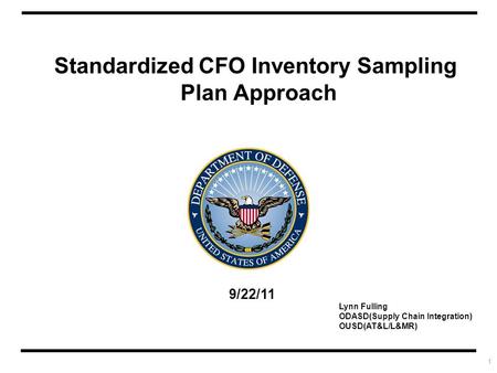 Standardized CFO Inventory Sampling Plan Approach