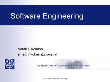 N. Kokash, Software Engineering