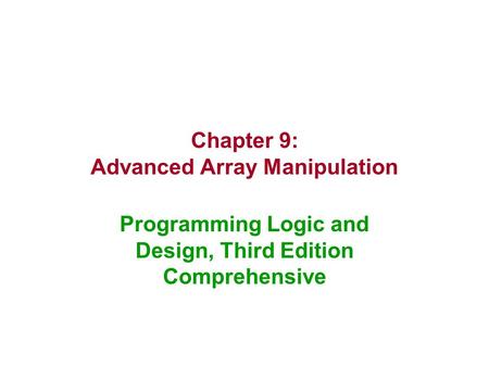 Chapter 9: Advanced Array Manipulation