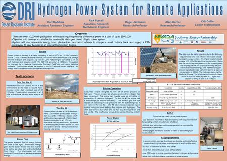 Curt Robbins Assistant Research Engineer Overview -There are over 10,000 off-grid location in Nevada requiring the use of electrical power at a cost of.