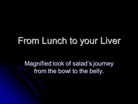 From Lunch to your Liver Magnified look of salad’s journey from the bowl to the belly.