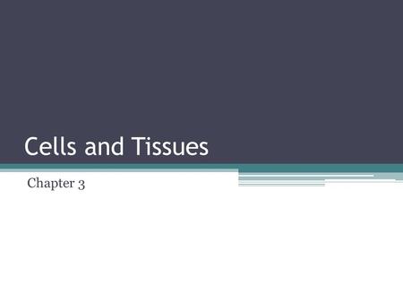 Cells and Tissues Chapter 3. Cells and Tissues Carry out all chemical activities Cells are the building blocks of all living things Tissues are groups.