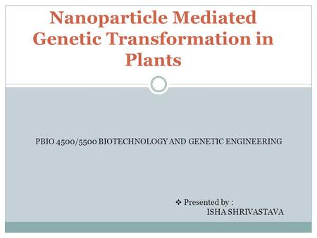 Nanoparticle Mediated Genetic Transformation in Plants