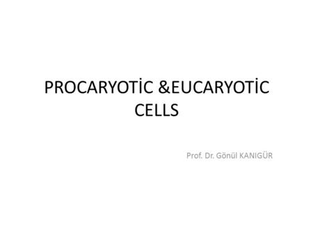 PROCARYOTİC &EUCARYOTİC CELLS Prof. Dr. Gönül KANIGÜR.