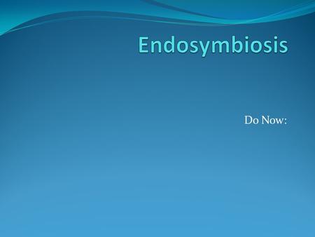 Do Now:. Mitochondria & Chloroplasts: Descendents of Ancient Prokaryotes Chloroplasts and mitochondria are responsible for photosynthesis and cellular.