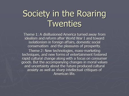 Society in the Roaring Twenties