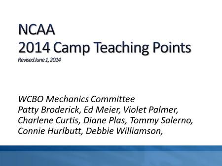 WCBO Mechanics Committee Patty Broderick, Ed Meier, Violet Palmer, Charlene Curtis, Diane Plas, Tommy Salerno, Connie Hurlbutt, Debbie Williamson,