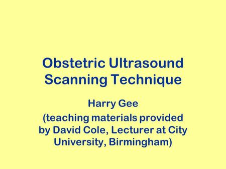 Obstetric Ultrasound Scanning Technique