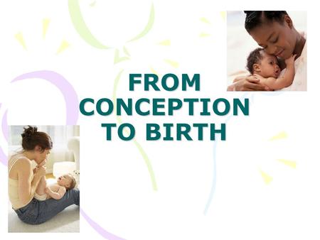 FROM CONCEPTION TO BIRTH. KEY TERMS Amniotic fluid – clear liquid in sac that the fetus develops in; protects fetus from injury. Placenta- barrier between.