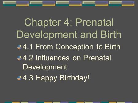 Chapter 4: Prenatal Development and Birth