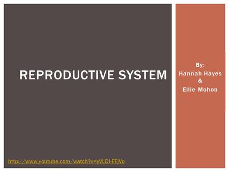 By: Hannah Hayes & Ellie Mohon REPRODUCTIVE SYSTEM