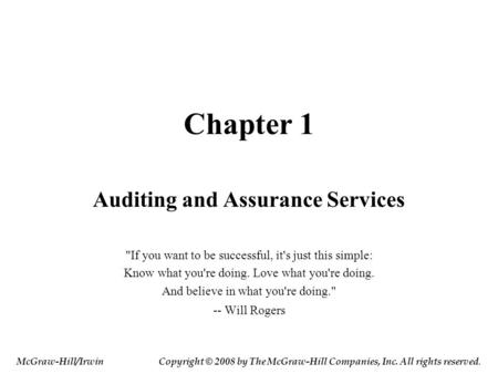 Auditing and Assurance Services