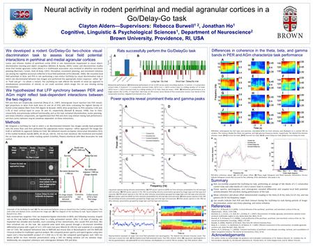 Neural activity in rodent perirhinal and medial agranular cortices in a Go/Delay-Go task Clayton Aldern—Supervisors: Rebecca Burwell 1 2, Jonathan Ho 1.