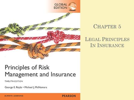 C HAPTER 5 L EGAL P RINCIPLES I N I NSURANCE. A GENDA Principle of Indemnity Principle of Insurable Interest Principle of Subrogation Principle of Utmost.