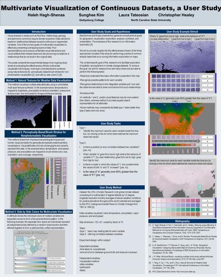 Multivariate Visualization of Continuous Datasets, a User Study Haleh Hagh-ShenasSunghee KimLaura TateosianChristopher Healey Gettysburg College North.