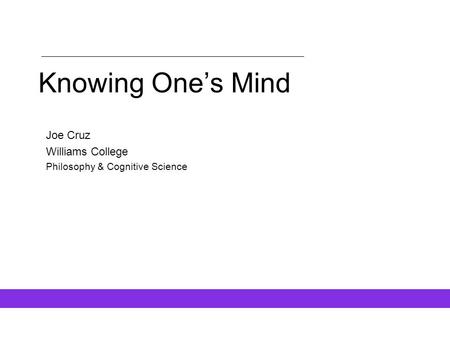 Joe Cruz Williams College Philosophy & Cognitive Science