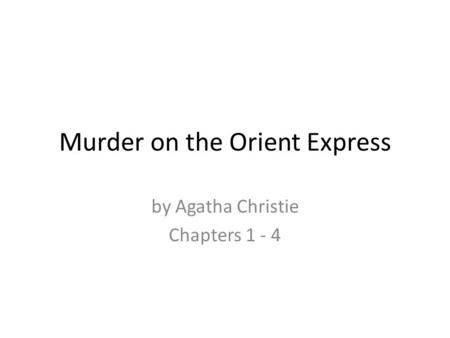 Murder on the Orient Express