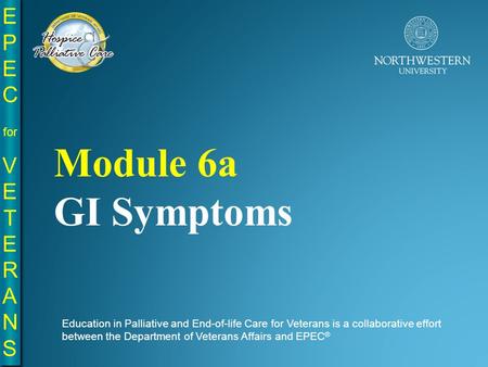 EPE C for VE T E R A N S EPE C for VE T E R A N S Education in Palliative and End-of-life Care for Veterans is a collaborative effort between the Department.