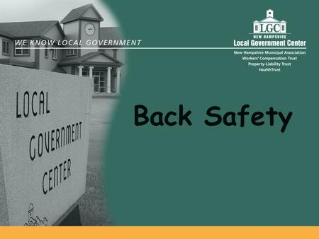 1 LGC Shadow Title Master.pot Back Safety. 2 Anatomy of the Back  Bones of the spine  Joints  Discs that separate the vertebrae  Muscles and ligaments.