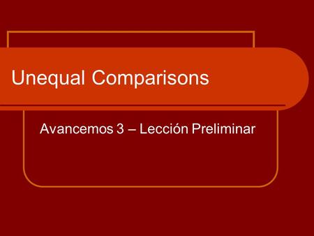 Avancemos 3 – Lección Preliminar