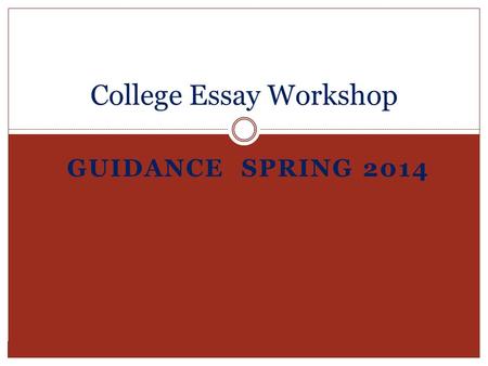 GUIDANCE SPRING 2014 College Essay Workshop. Which colleges need essays? Types of Colleges Essays NeededNotes CSUNo UCYes 2 mandatory prompts (1000 word.