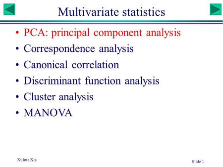 Multivariate statistics