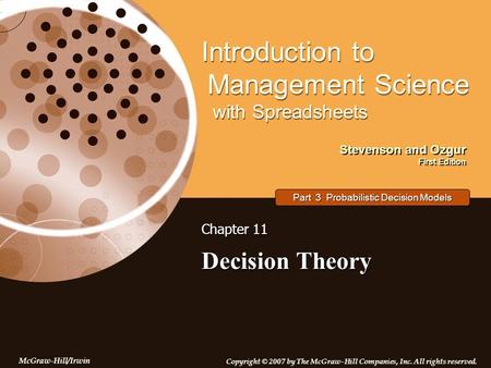 Part 3 Probabilistic Decision Models