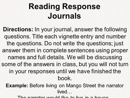 Reading Response Journals