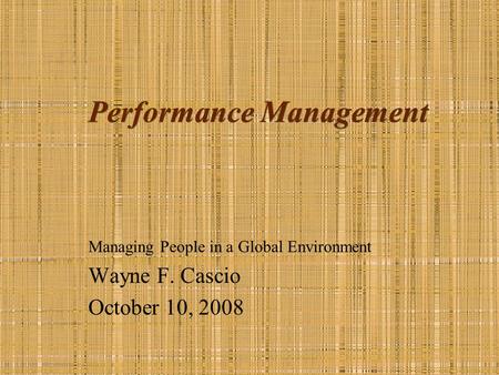 Performance Management