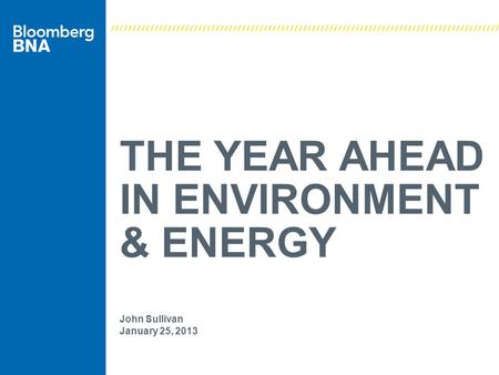 THE YEAR AHEAD IN ENVIRONMENT & ENERGY John Sullivan January 25, 2013.